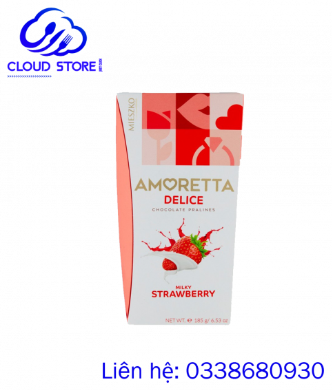 Kẹo sữa dâu Mieszko Amoretta Delice Chocolate Candies with Strawberry Cream Filling 185g
