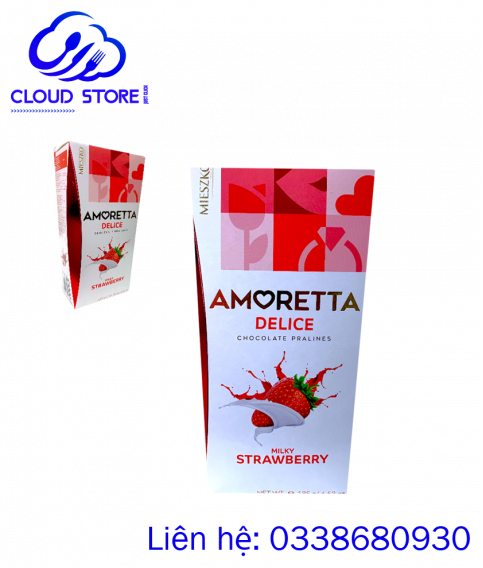 Kẹo sữa dâu Mieszko Amoretta Delice Chocolate Candies with Strawberry Cream Filling 185g