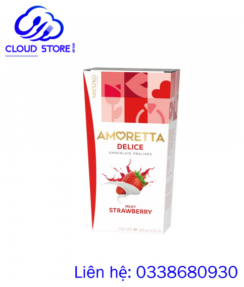 Kẹo sữa dâu Mieszko Amoretta Delice Chocolate Candies with Strawberry Cream Filling 185g