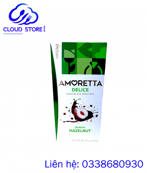 Kẹo sữa Socola đen Mieszko Amoretta Delice Crunchy Hazelnut 185gr