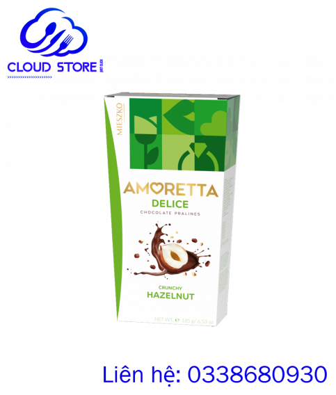 Kẹo sữa Socola đen Mieszko Amoretta Delice Crunchy Hazelnut 185gr