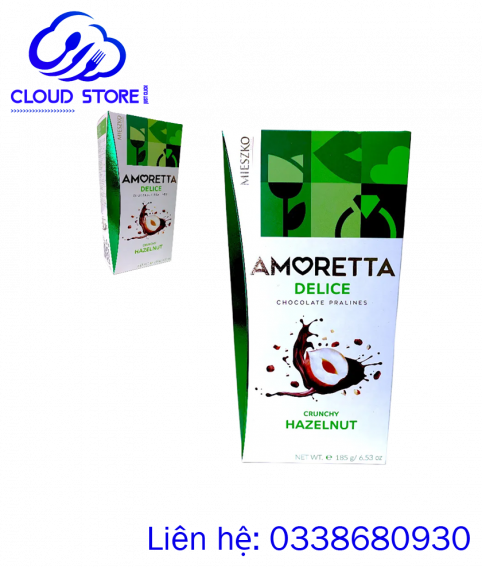Kẹo sữa Socola đen Mieszko Amoretta Delice Crunchy Hazelnut 185gr