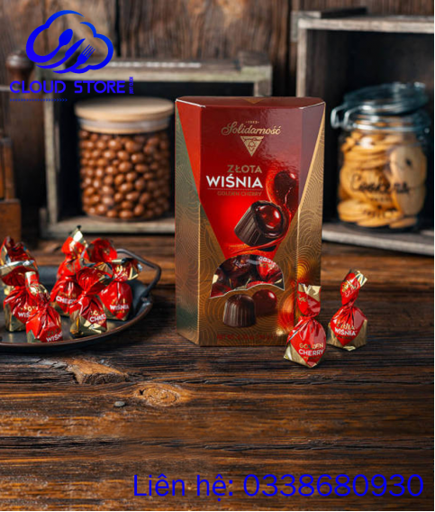 Kẹo socola nhân cherry rượu rum Solidarność - Złota Wiśnia Kẹo socola nhân cherry rượu rum Solidarność - Złota Wiśnia