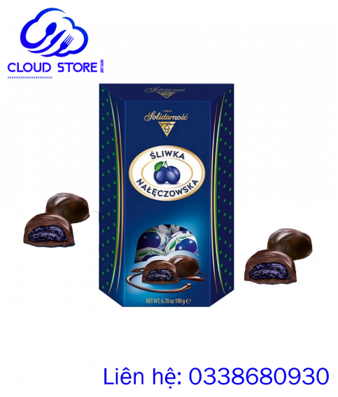 Kẹo socola nhân quả mận Solidarnosc Naleczowska Plum in Chocolate, 190g 